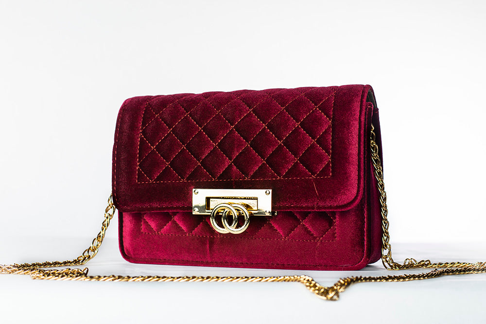 Velvet crossbody bag Twinset Red in Velvet - 28000050