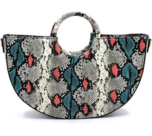 Load image into Gallery viewer, Python Snake Skin Half Moon Satchel With Matching Wallet
