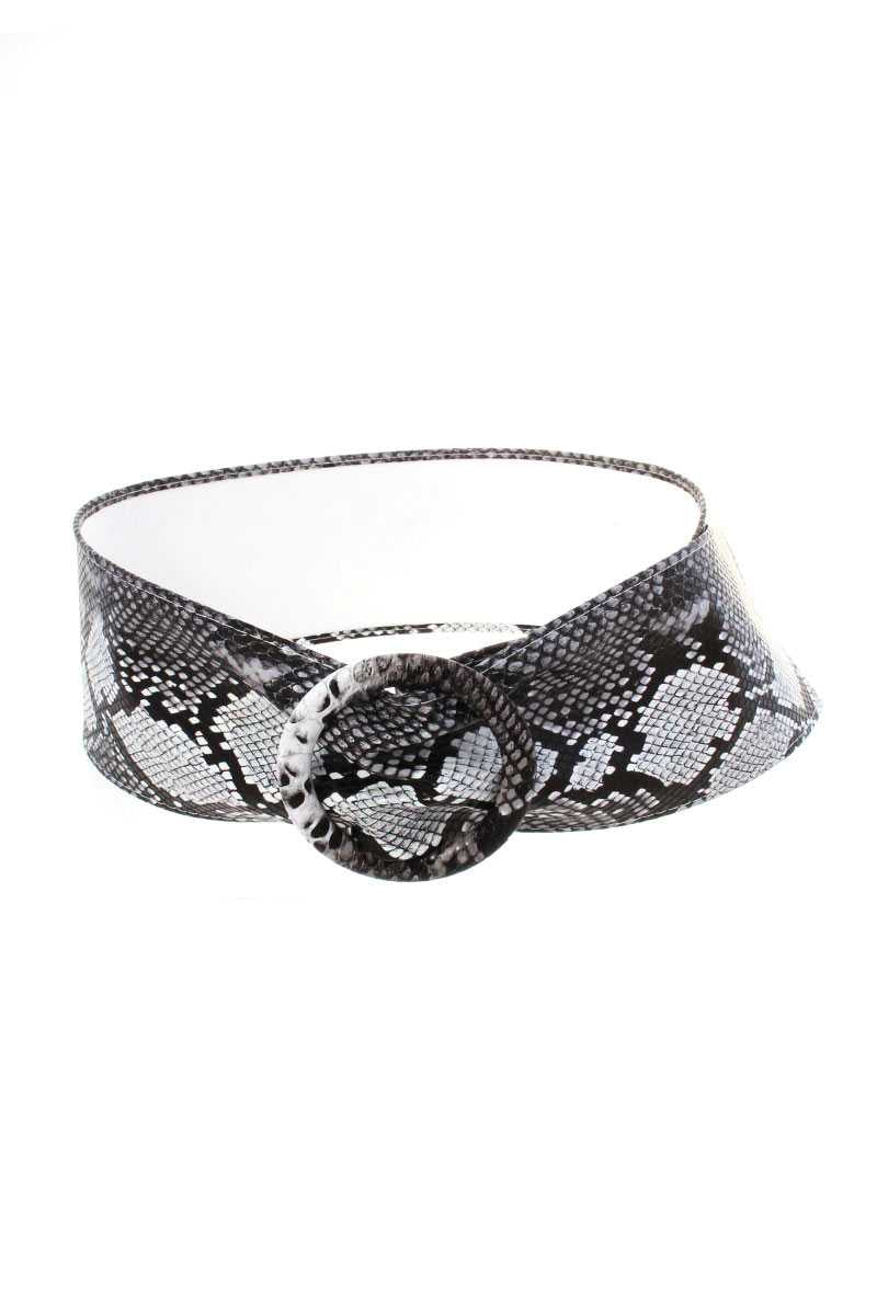 Snake Skin Wide Fabric Ring Belt