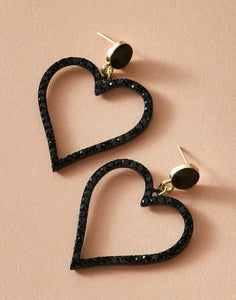 Rhinestone Heart Drop Earrings