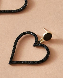 Rhinestone Heart Drop Earrings