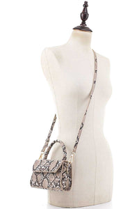 SNAKESKIN TEXTURE MINI CROSSBODY BAG WITH HANDLE