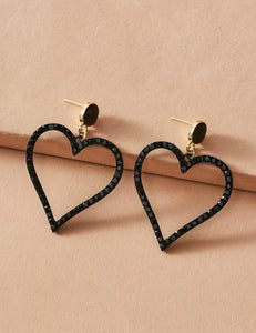 Rhinestone Heart Drop Earrings