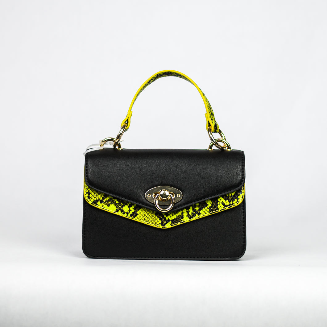 Like A Dream Black and Neon Green Small Square Bag