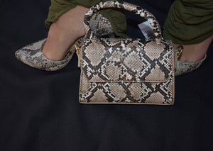 SNAKESKIN TEXTURE MINI CROSSBODY BAG WITH HANDLE